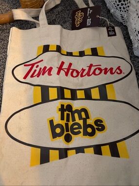 NWT Tim Biebs Justin Bieber x Tim Hortons Canvas Tote Bag